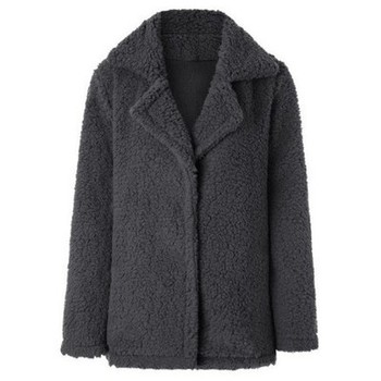Jesienno-zimowa kurtka damska Plus rozmiar modna z klapami, długimi rękawami i jednokolorowym wzorem