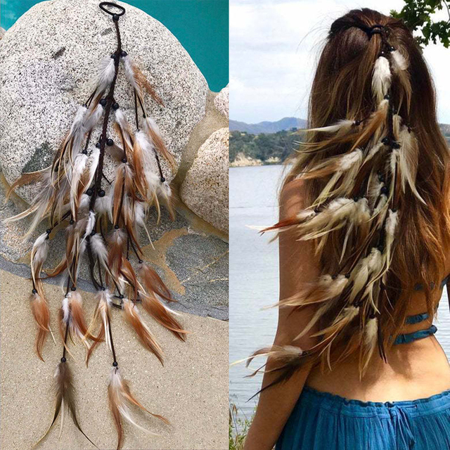 Elastyczne gumki do włosów Haimeikang - artystyczne, z piórkiem i pałąkiem na głowę, dla kobiet i dziewczyn, do falujących włosów - tanie ubrania i akcesoria