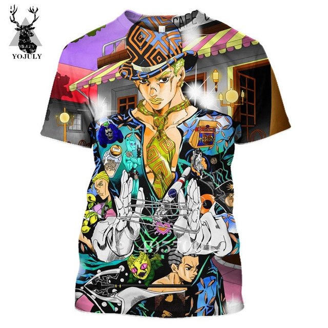 Koszulka męska JoJo Bizarre Adventure 3D z motywem Anime Harajuku - tanie ubrania i akcesoria