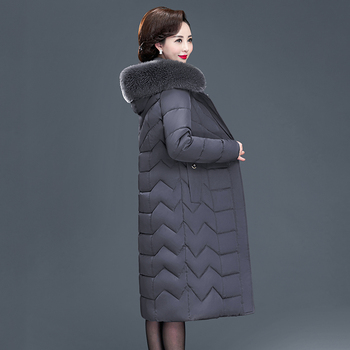 Nowy płaszcz damski x-long Slim biurowy, solidny zimowy kurtka damska z kapturem, bawełniany wyściełany parka z futrzanym kołnierzem