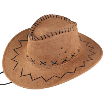 Unisex szeroki kapelusz kowbojski jednokolorowy dla dżentelmena i cowgirl - kapelusz #40