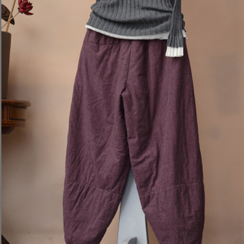 Nowość 2021! Kobiety ciepłe spodnie capri do kostek, luźne w pasie, bawełniane, patchwork, zimowe