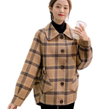 Nowa jesienna i zimowa damsko-wełniana chusta jednowierszowa, krótka, modna klapa płaszcza z luźnym fasonem