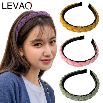 Damski pałąk wełniany zimowy LEVAO w kolorze słodyczy dla dziewczynek - opaska elastyczna do tkania, idealna dla dzieci - tiara, grzebień do włosów