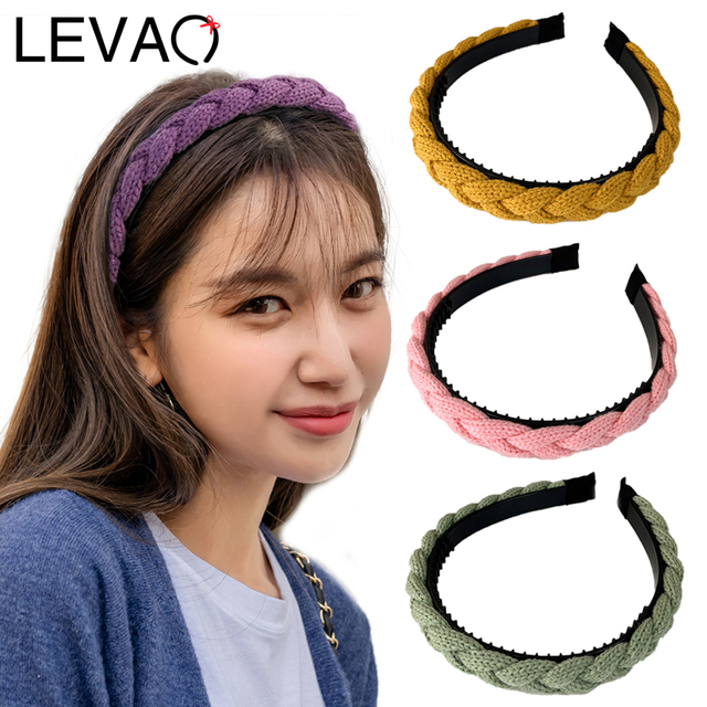 Damski pałąk wełniany zimowy LEVAO w kolorze słodyczy dla dziewczynek - opaska elastyczna do tkania, idealna dla dzieci - tiara, grzebień do włosów - tanie ubrania i akcesoria