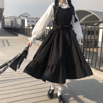 Czarna Lolita - sukienka letnia w stylu Preppy o inspiracjach szkolnych
