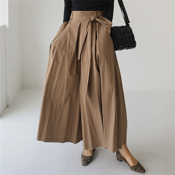 Spodnie damskie Capri Johnature w stylu koreańskim z elastycznym pasem, szerokimi nogawkami i kieszeniami - 2021 wiosna/lato