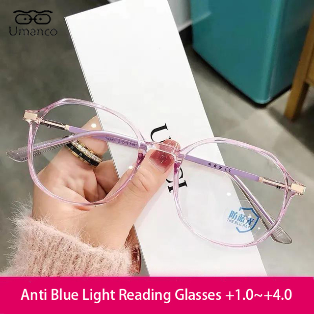Okulary do czytania blokujące niebieskie światło dla kobiet i mężczyzn, lekkie komputerowe okulary starczowzroczne TR90, dioptria + 1.0 ~ + 4.0 - tanie ubrania i akcesoria