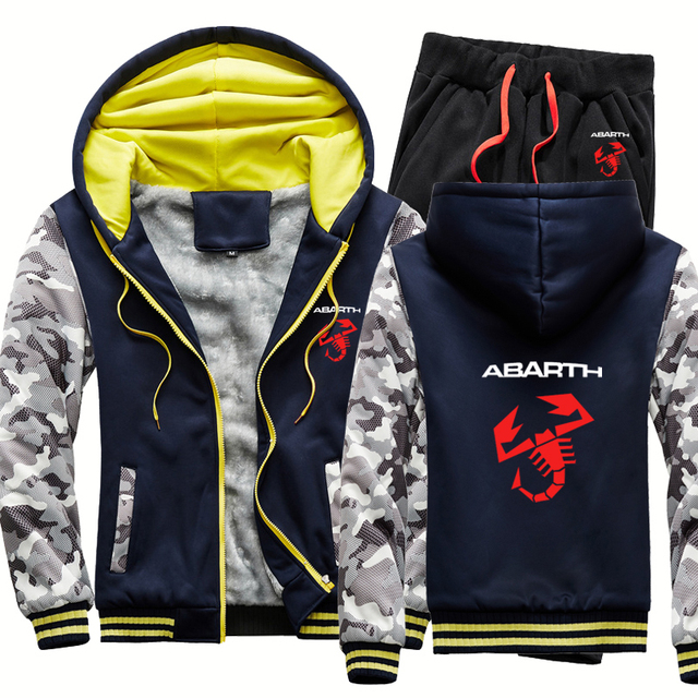 Męska kurtka moro Abarth z nadrukiem logo + spodnie - zestaw dwuczęściowy - tanie ubrania i akcesoria