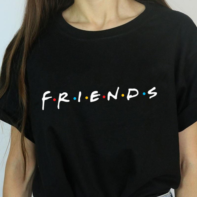 Koszulka damska Plus Size przyjaciele - hipsterski wzór na bawełnianym T-shircie Casual Funny - tanie ubrania i akcesoria