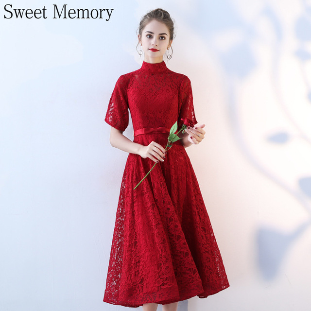 Duża czerwona długa koronkowa suknia balowa 2021 dla eleganckich kobiet - tanie ubrania i akcesoria
