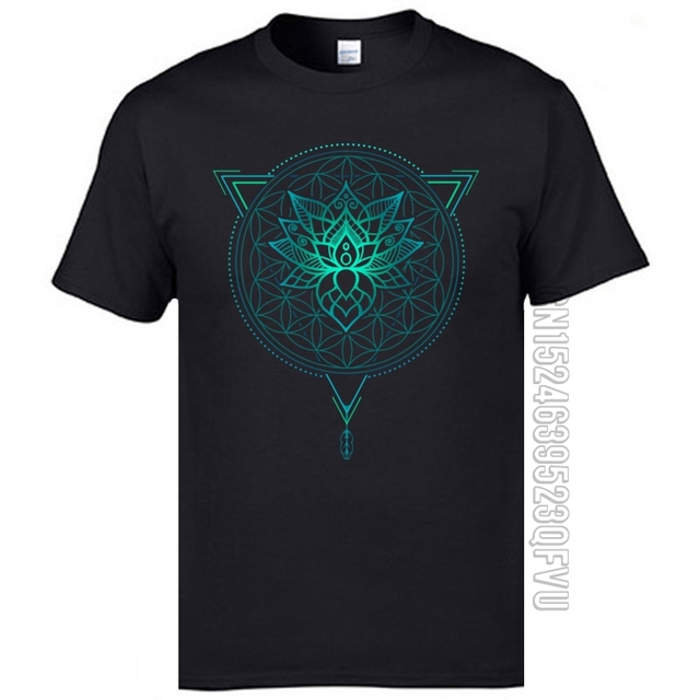 Koszulka męska z geometrycznym motywem trójkąta lotosu Mandala - tanie ubrania i akcesoria