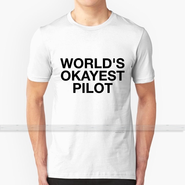 Koszulka męska World'S Okayest Pilot duży rozmiar 6XL - druk niestandardowy bawełniany T-shirt z lotniczym humorem - tanie ubrania i akcesoria