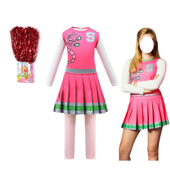 Zestaw strojów na Halloween dla dziewczynki - Zombies 2 Addison Cosplay cheerleaderka, jednoczęściowa sukienka z kwiatową kulką