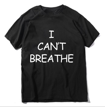 Koszula męska z nadrukiem Nie mogę oddychać Black Lives Matter, letnia, casual, 100% bawełna, krótki rękaw - George Floyd