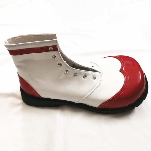 Joker - Damskie buty zabawne czerwono-białe cyrkowe na kostium 34cm PU - tanie ubrania i akcesoria