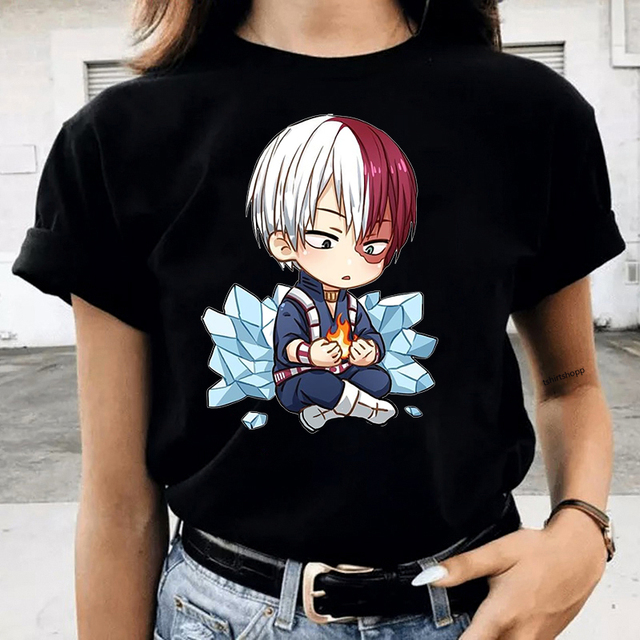 Koszulka My Hero Academia 2021, Boku nie Bohater - Damska Manga Anime Harajuku Vintage Estetyczna Lato (szare t-shirty) - tanie ubrania i akcesoria
