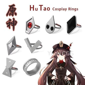 Kosz Sin wpływ Wzrostu Hutao Cosplay - 7 sztuk zestaw akcesoriów do gry, pierścienie i biżuteria z postacią Hutao - etapowe rekwizyty prezenty