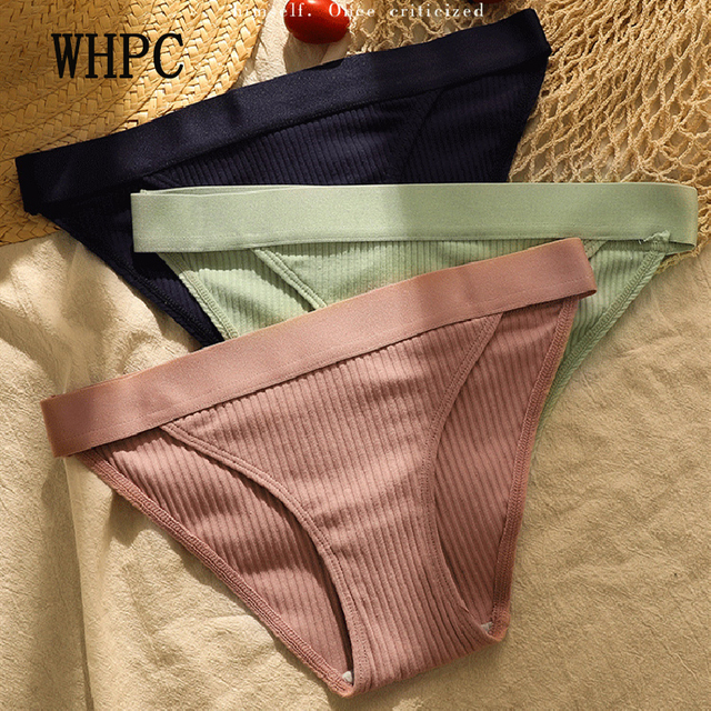 Bawełniane bikini damskie - majtki z niską talią i intymnym slipem dla kobiet - tanie ubrania i akcesoria