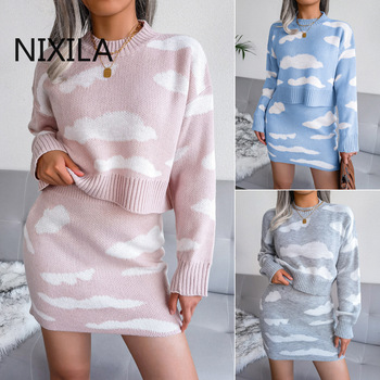 Garsonka damsko-jesienna Baiyun: sweter na drutach + szczupła spódnica