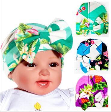 Kapelusz dla niemowląt z dużym łukiem i kwiatowym wzorem - tanie ubrania i akcesoria