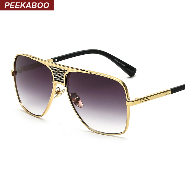 Okulary przeciwsłoneczne męskie steampunk Peekaboo 2016, złoty metal, styl retro - tanie ubrania i akcesoria