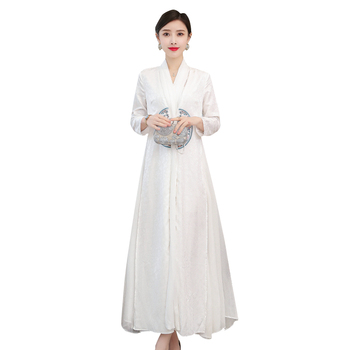 Nowa sukienka retro w chińskim stylu z haftem, wzór Tang Cardigan Cheongsam w wysokim kroju V-neck (2022 wiosna)
