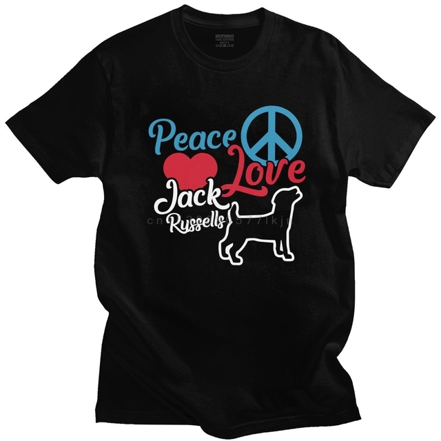 Miękka bawełniana koszulka z krótkim rękawem Jack Russell Terrier dla miłośników psów - tanie ubrania i akcesoria