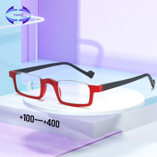 Okulary do czytania VCKA Light Half Frame TR90 - składane, unisex, stylowe. Stylowe akcesoria optyczne. Krotność: +1.0 do +4.0 - tanie ubrania i akcesoria
