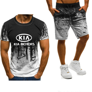 Męska koszulka z krótkim rękawem KIA Logo 2020 w modnym gradientowym stylu - wysoka jakość