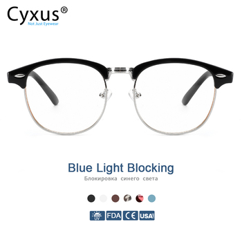 Okulary blokujące niebieskie światło Cyxus semi-rimless Browline rama UV anty zmęczenie mężczyźni kobiety 8056