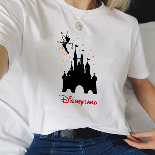 Letnia koszula damska Disneyland Dzwoneczek - estetyczne ubrania na ulicy Harajuku - tanie ubrania i akcesoria