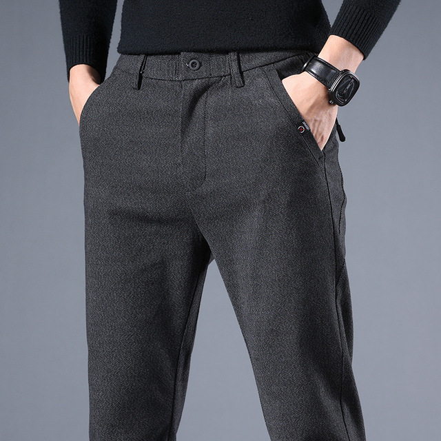 Męskie spodnie casual Slim z elastycznym szczotkowanym materiałem na nową wiosnę/jesień/zimę 2021 od rozmiaru 28 do 38 - tanie ubrania i akcesoria