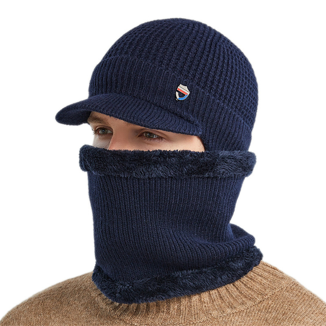 TRIPLE INFINITY - Męska ciepła zimowa czapka z daszkiem Fluff Lined - Nowość - tanie ubrania i akcesoria