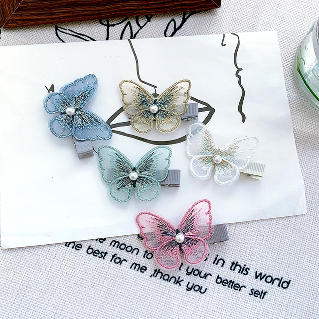 Spinki do włosów w kształcie motyla i szpilki z imitacją perły w różnych kolorach do włosów - tanie ubrania i akcesoria