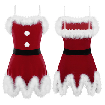 Fantazyjna aksamitna sukienka dla dziewczynki na Boże Narodzenie i Nowy Rok - rola Świętego Mikołaja, dziewczyna Cosplay, festiwal Up Party
