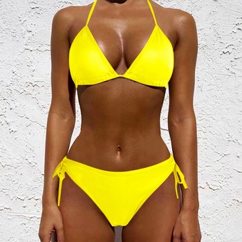 40 # Damskie Bikini Pure Color - Stroje kąpielowe 2021 | Lady bandaż Push-up biustonosz, Brazylijski strój kąpielowy
