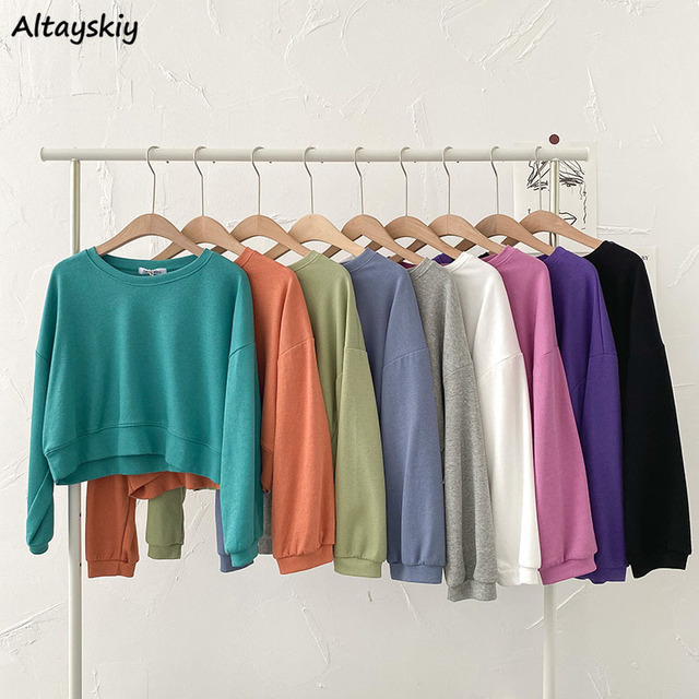 Bluza damska Y2K w koreańskim stylu - 9 solidnych kolorów, wygodna i szykowna, idealna na co dzień - tanie ubrania i akcesoria