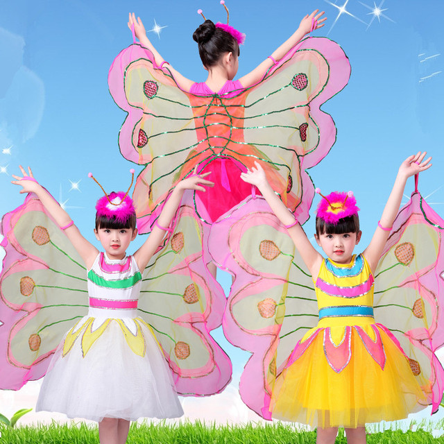 Kostiumy motyle dla dziewczynek - kolorowe skrzydła do tańca i karnawału - tanie ubrania i akcesoria