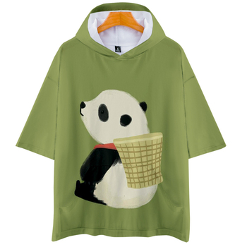 Śliczne bluzy z kapturem 3D Print z motywem pandy dla mężczyzn i kobiet - damskie/męskie koszulki letnie z krótkim rękawem o casualowym stylu streetwear ubrania ze zwierzętami topy