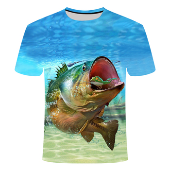 Koszulka męska z oryginalnym nadrukiem 3D na lato, idealna do noszenia na zewnątrz i podczas wędkowania