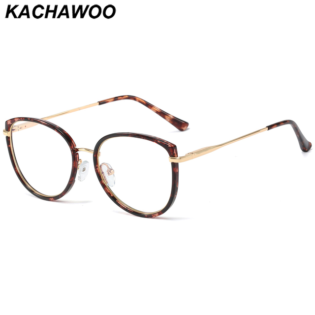 Kacchawoo TR90 - optyczne kocie okulary blokujące niebieskie światło z metalową okrągłą ramą, dla kobiet - tanie ubrania i akcesoria