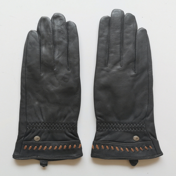 Oryginalne skórzane rękawiczki męskie GOURS - utrzymujące ciepło, czarna prawdziwa skóra koziej skóry