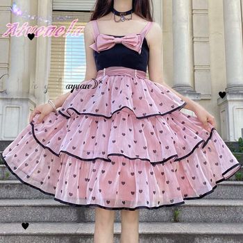 Sukienka JSK Lolita z miękkiego materiału - styl Harajuku, kobiece, słodkie, na imprezę - Japoński ciasto Loli Vestidos AFC1064