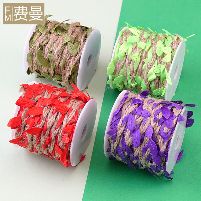 Rattanowy sznurek konopi zielonego koloru do dekoracyjnych liści - tkanina lniana - tanie ubrania i akcesoria