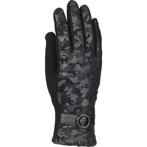 Czarne wzorzyste rękawiczki damskie Syt - jeden rozmiar - tanie ubrania i akcesoria