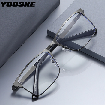 Metalowa ramka okularów do czytania dla mężczyzn - YOOSKE Vintage. Blokowanie niebieskiego światła. Wzmocniona nadwzroczność. Gradacja od +1.0 do +3.0