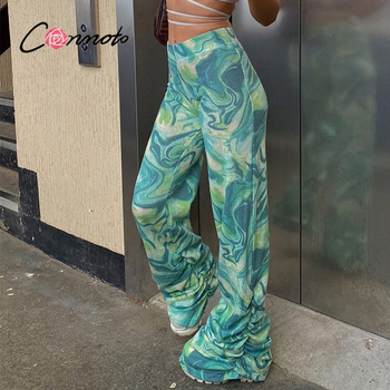 Nowe zielone spodnie capri Conmoto 2021 w stylu Vintage - modne wysokiej talii, proste i wygodne