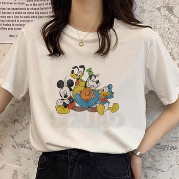 Koszulka damska Disney Classic z nadrukiem Mickey Mouse Squad kaczor Donald Goofy Pluto, krótki rękaw, casualowy styl, kreskówkowy t-shirt