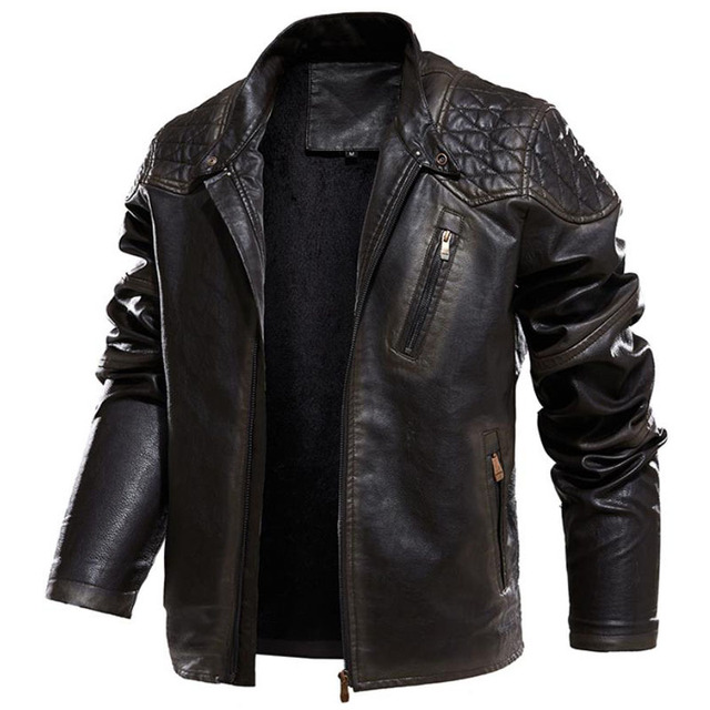 Kurtki męskie zimowe PU skóra Biker motocyklowe casaco masculino - tanie ubrania i akcesoria